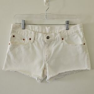 Levi's Low-rise White Denim Shorts Fringe‎ Beach Festival Boho Size 28